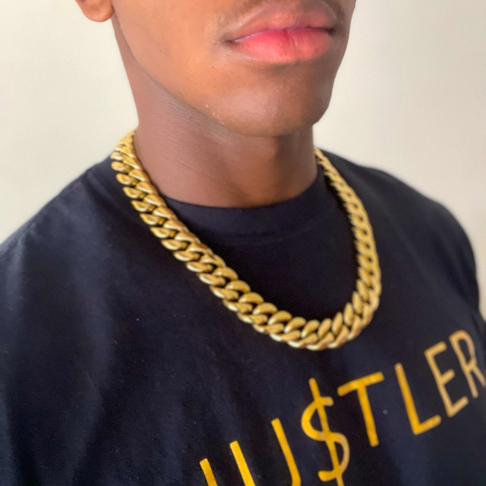 19mm gold Cuban link chain-22 inches